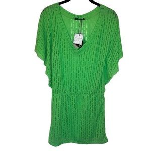 B Split Green‎ Net Bathing Suit Cover Up -Medium